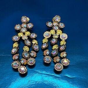 J. Crew Rhinestone glitter Brulee Waterfall Drop earrings